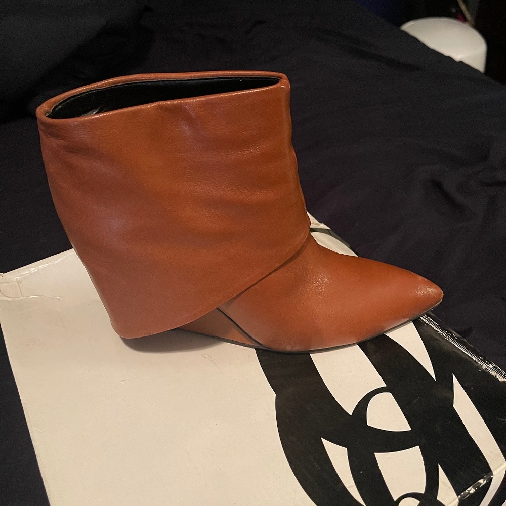 Brown wedge ankle boots